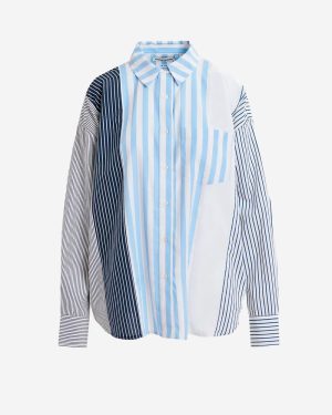 ESSENTIEL ANTWERP_White, light blue and blue striped shirt_Blue_S_Women