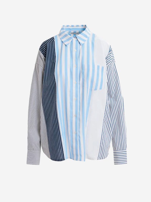 ESSENTIEL ANTWERP_White, light blue and blue striped shirt_Blue_S_Women