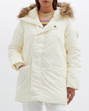 Ecru Hooded Puffer Coat