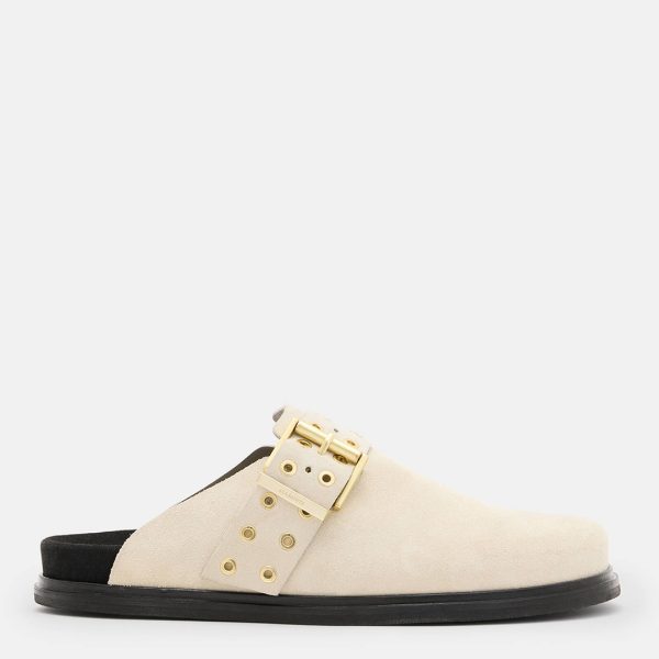 Ecru Juno Studded Leather Mules