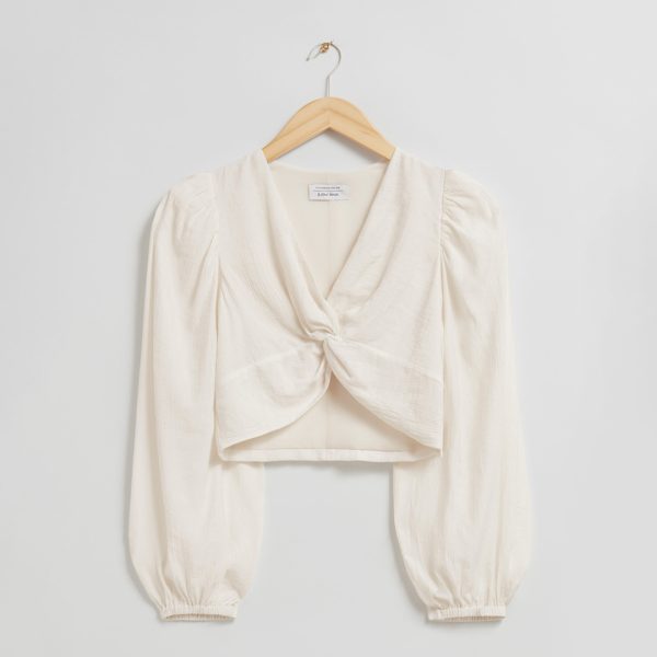 Ecru Twist Knot Crop Top