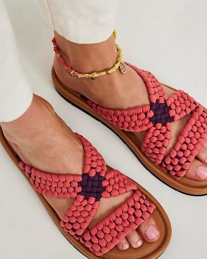 Edge Water Woven Sandals by Free People in Salsa/Burgundy, Size: US 7.5