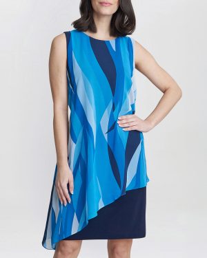 Edie Short Printed Asymmetric Overlay Dress