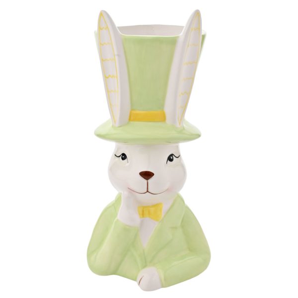 Eggs-traordinary Gifting Company Bunny in Top Hat Green Planter - Large