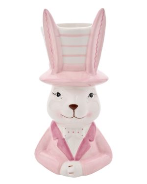 Eggs-traordinary Gifting Company Bunny in Top Hat Pink Planter - Medium