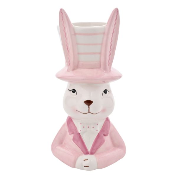 Eggs-traordinary Gifting Company Bunny in Top Hat Pink Planter - Medium