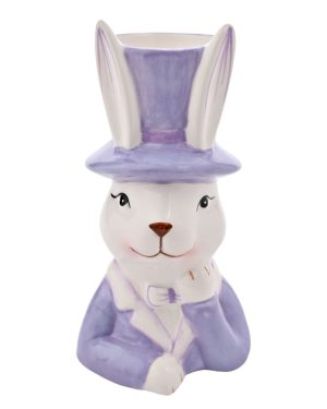 Eggs-traordinary Gifting Company Bunny in Top Hat Purple Planter - Small
