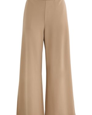 Eileen Fisher Cropped Wide-leg Jersey Trousers - Beige - S (UK 10-12 / M)
