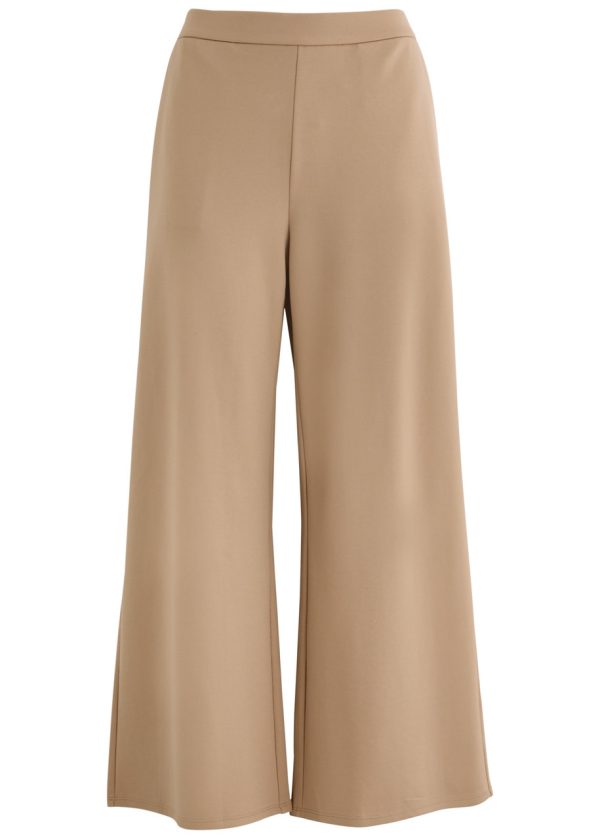 Eileen Fisher Cropped Wide-leg Jersey Trousers - Beige - S (UK 10-12 / M)