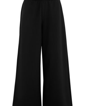 Eileen Fisher Cropped Wide-leg Jersey Trousers - Black - XL (UK 22 /xxl)