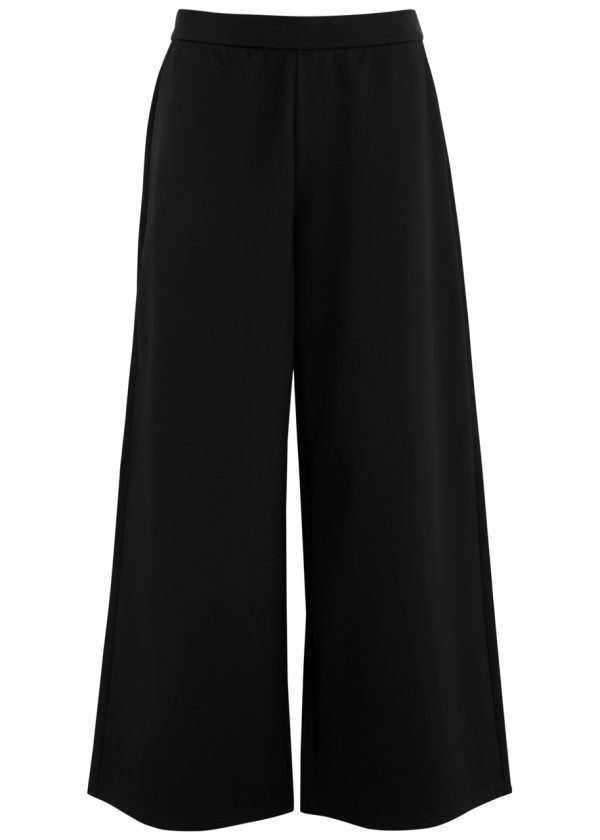 Eileen Fisher Cropped Wide-leg Jersey Trousers - Black - XL (UK 22 /xxl)