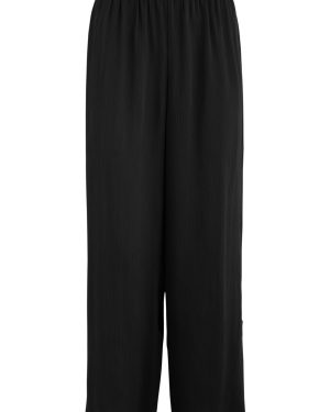 Eileen Fisher Cropped Wide-leg Silk Trousers - Black - M (UK 14-16 / L)