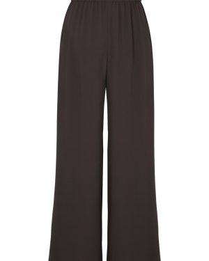 Eileen Fisher Wide-leg Silk Crepe de Chine Trousers - Dark Brown - XS