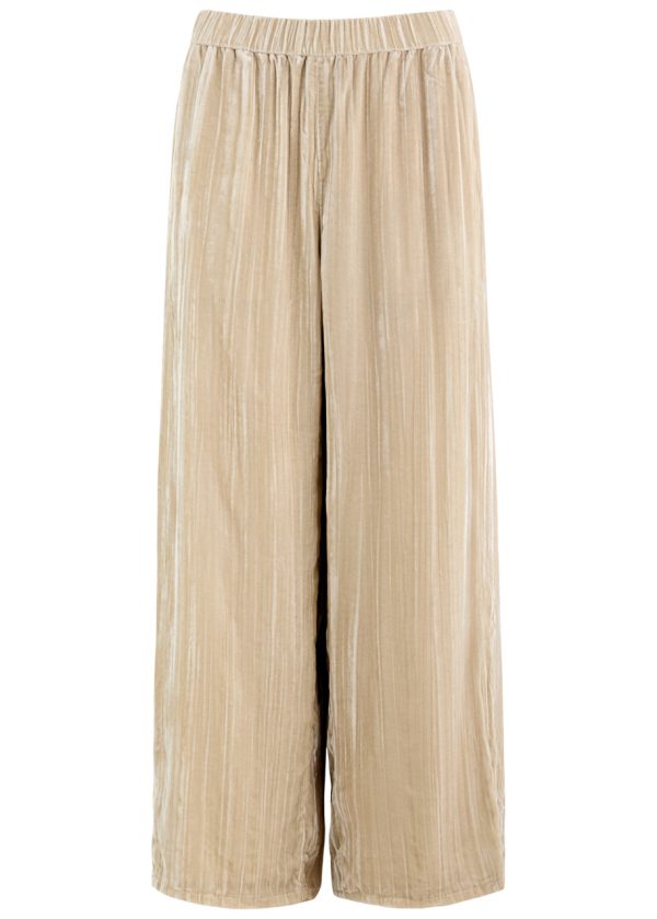 Eileen Fisher Wide-leg Velvet Trousers - Cream - XL (UK 22 /xxl)