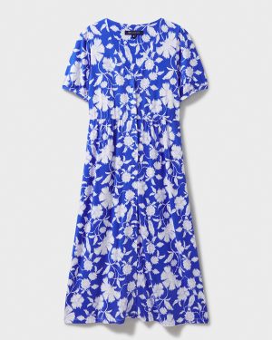 Electric Blue Printed Kiki Tea Dress
