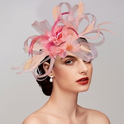 Elegant Fascinator Hats Net Mesh Tulle Headpiece Clip Headband with Feather Flower Floral Kentucky Derby Wedding Tea Party Horse Race Church Cocktail Vintage for Women dress Race Day Dress 2025