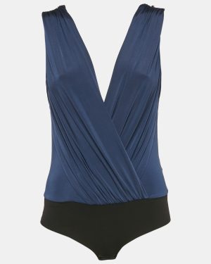 Elisabetta Franchi Navy Blue Jersey Sleeveless Bodysuit S