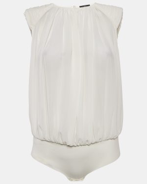 Elisabetta Franchi White Crepe Bodysuit M