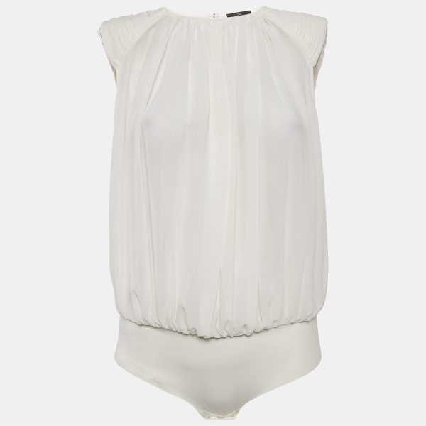 Elisabetta Franchi White Crepe Bodysuit M