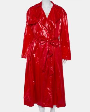 Ellery Red Synthetic Belted Le Strange Trench Coat M