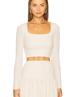 Elodie the Label Cleo Cropped Knit Top in Ivory. Size M, S, XS.
