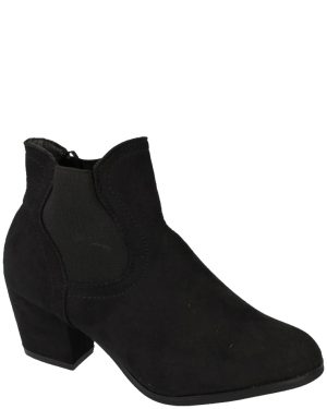 Elsie Elasticated Side Suedette Ankle Boots in Black / UK 4 - Tokyo Laundry