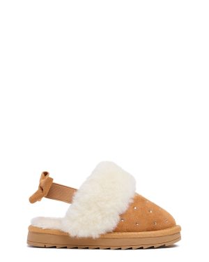 Embellished Suede Mules W/bow Appliqué
