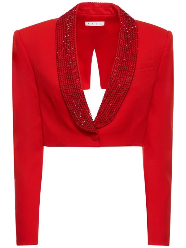 Embellished Wool Cropped Blazer