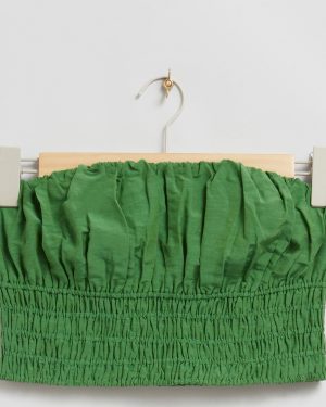 Emerald Linen Blend Bandeau Crop Top