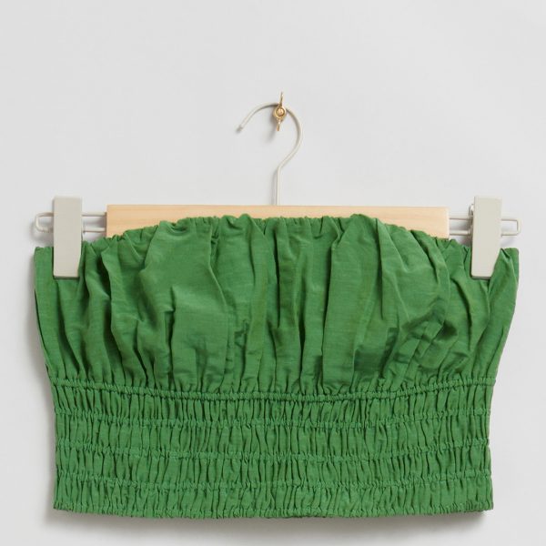 Emerald Linen Blend Bandeau Crop Top