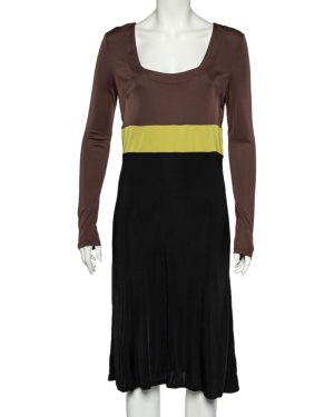 Emilio Pucci Firenze Black Colorblock Jersey Sheath Dress L