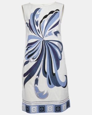 Emilio Pucci Ivory Leather Appliqued Shift Dress M