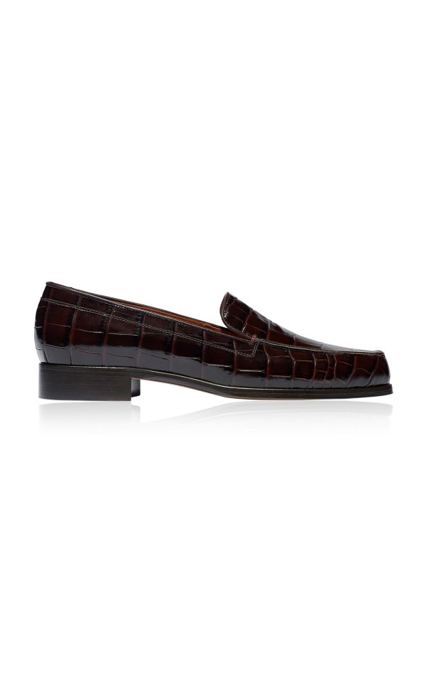 Emme Parsons - Danielle Croc-Effect Leather Loafers - Brown - IT 36.5 - Moda Operandi