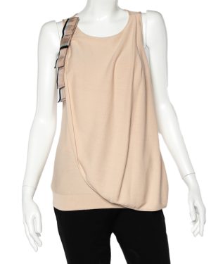 Emporio Armani Beige Knit Overlay & Bow Detail Tank Top L