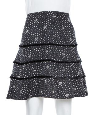 Emporio Armani Black Textured Silk Tiered Short Skirt M