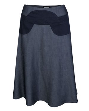 Emporio Armani Indigo Contrast Waist Panel Detail A-line Skirt M