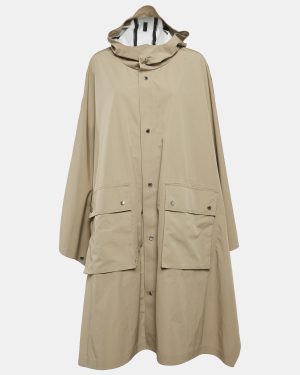 Emporio Armani Khaki Green Hooded Trench Coat XL