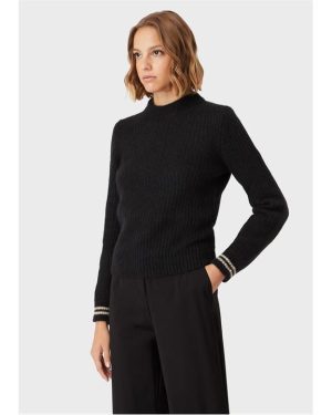 Emporio Armani Long Sleeve Knit Top - Black