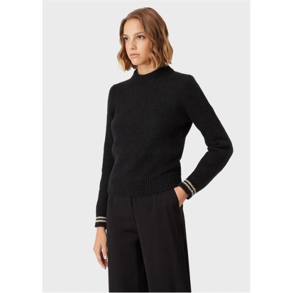 Emporio Armani Long Sleeve Knit Top - Black