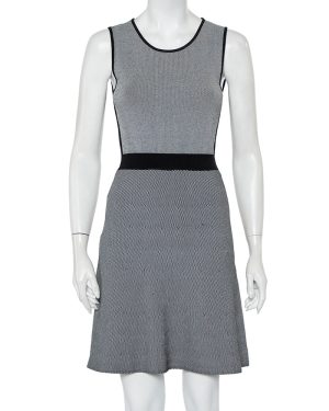 Emporio Armani Monochrome Patterned Knit Skater Dress S