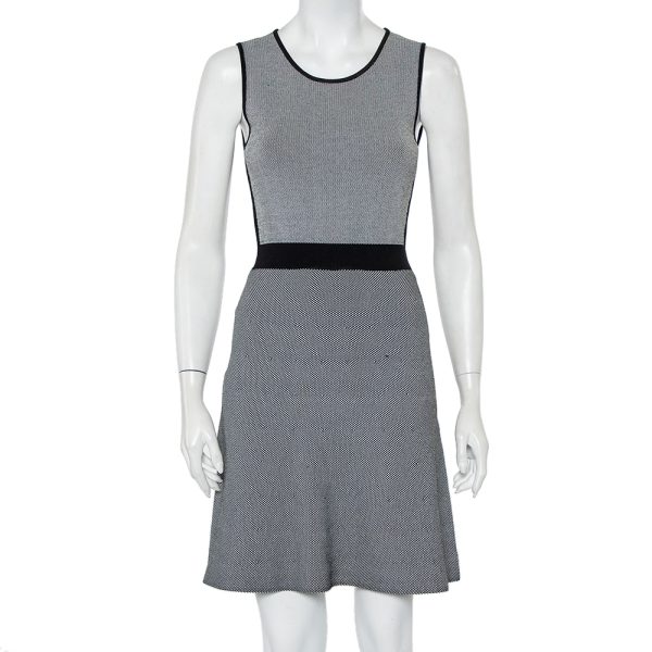 Emporio Armani Monochrome Patterned Knit Skater Dress S