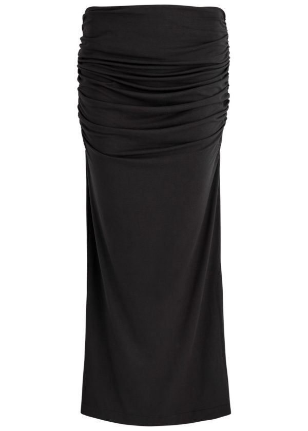 Entire Studios Surge Ruched Stretch-jersey Maxi Skirt - Black - L (UK14 / L)