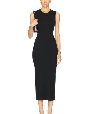 Enza Costa Textured Rib Sleeveless Maxi Dress in Black - Black. Size L (also in XS).