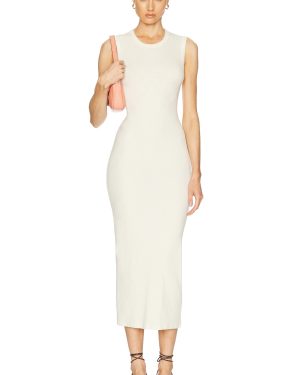 Enza Costa Textured Rib Sleeveless Maxi Dress in Vanilla - Cream. Size L (also in M, S, XS).