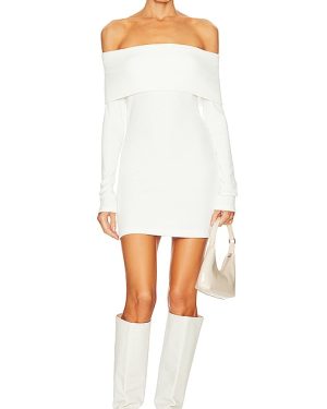 Enza Costa x REVOLVE Off-shoulder Sweater Mini Dress in White. Size L, S.