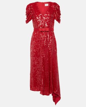 Erdem Asymmetric sequined midi dress