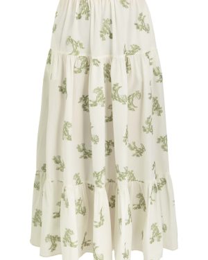 Erdem Embroidered Tiered Cotton-blend Midi Skirt - Multi Print - 8 (UK8 / S)