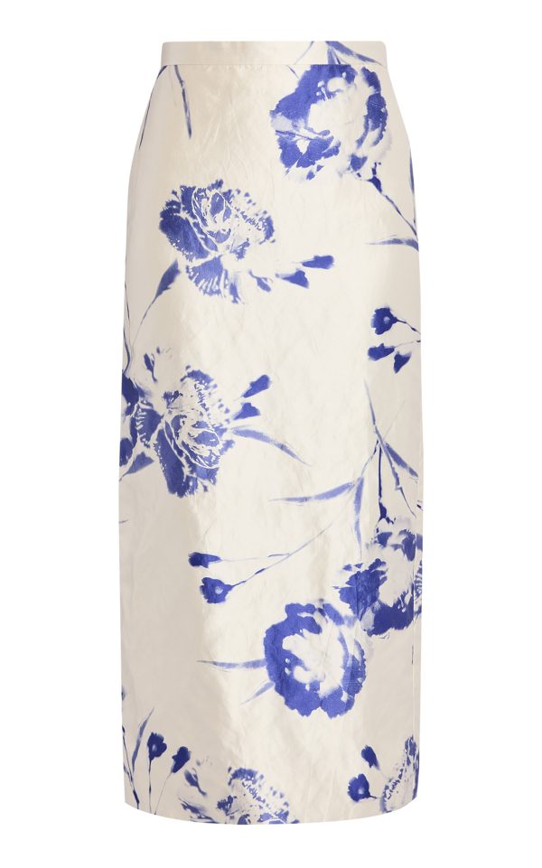 Erdem - Printed Pencil Midi Skirt - White - UK 8 - Moda Operandi