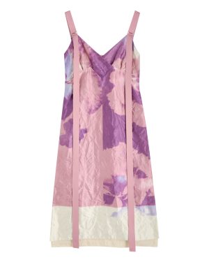 Erdem V Neck Slip Cocktail Crinkled Satin Midi Dress - Multicoloured 1 - 8 (UK8 / S)