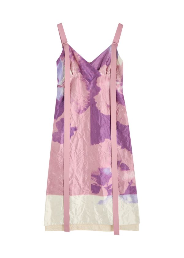 Erdem V Neck Slip Cocktail Crinkled Satin Midi Dress - Multicoloured 1 - 8 (UK8 / S)